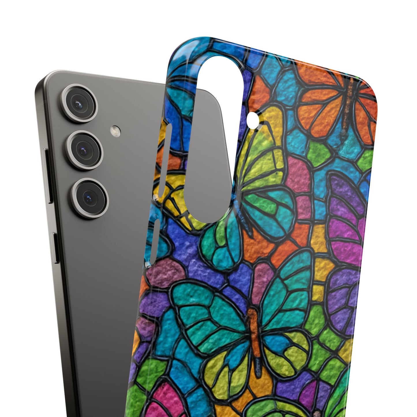 Psychedelic Butterfly Mosaic Phone Case, Trippy Hippie Butterflies,  Rainbow Stained-Glass Art Cover | Boho Festival Aesthetic Case