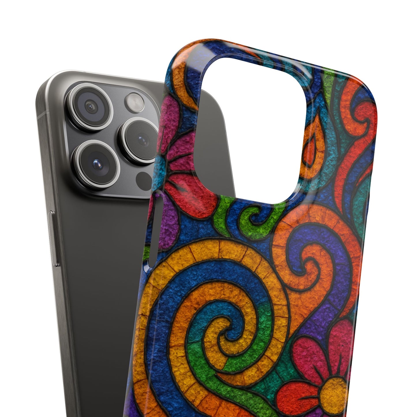 Psychedelic Hippie Phone Case, Boho Rainbow Retro 70s Groovy Art Cover