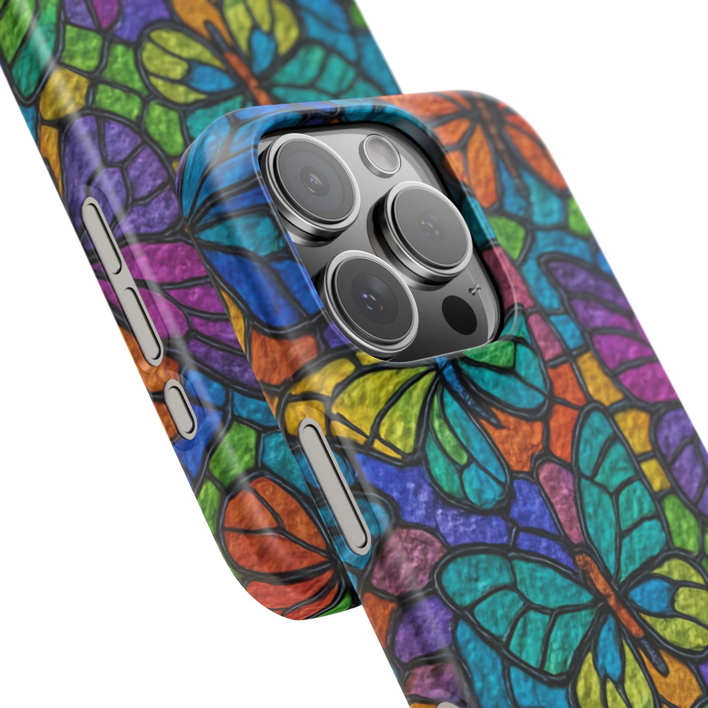 Psychedelic Butterfly Mosaic Phone Case, Trippy Hippie Butterflies,  Rainbow Stained-Glass Art Cover | Boho Festival Aesthetic Case