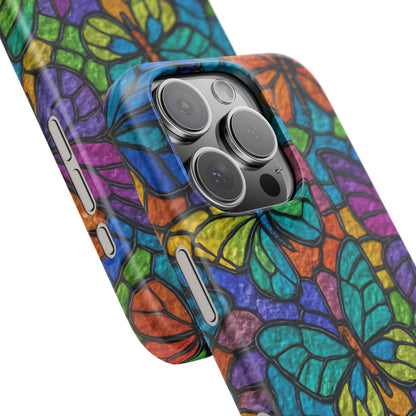 Psychedelic Butterfly Mosaic Phone Case, Trippy Hippie Butterflies,  Rainbow Stained-Glass Art Cover | Boho Festival Aesthetic Case