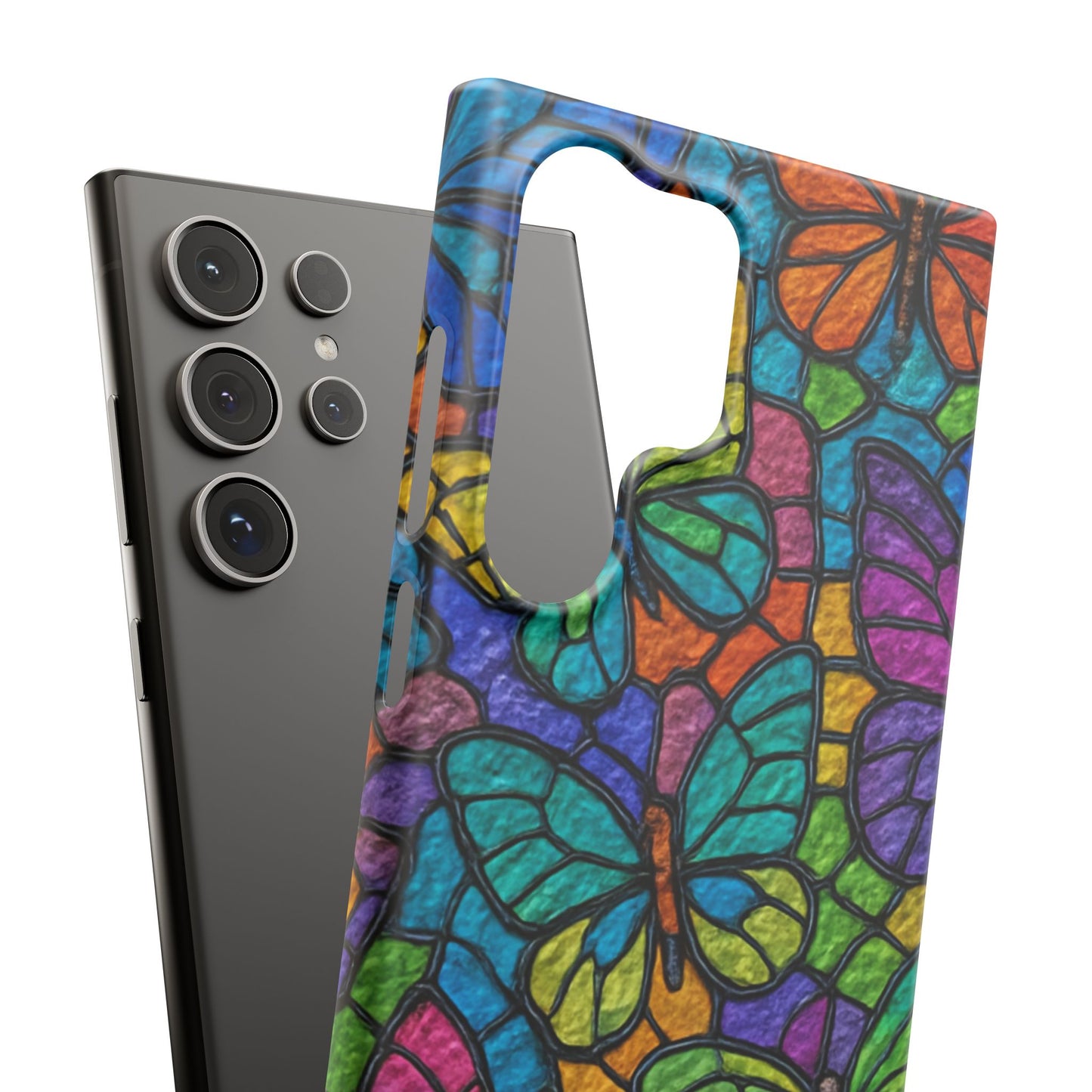 Psychedelic Butterfly Mosaic Phone Case, Trippy Hippie Butterflies,  Rainbow Stained-Glass Art Cover | Boho Festival Aesthetic Case