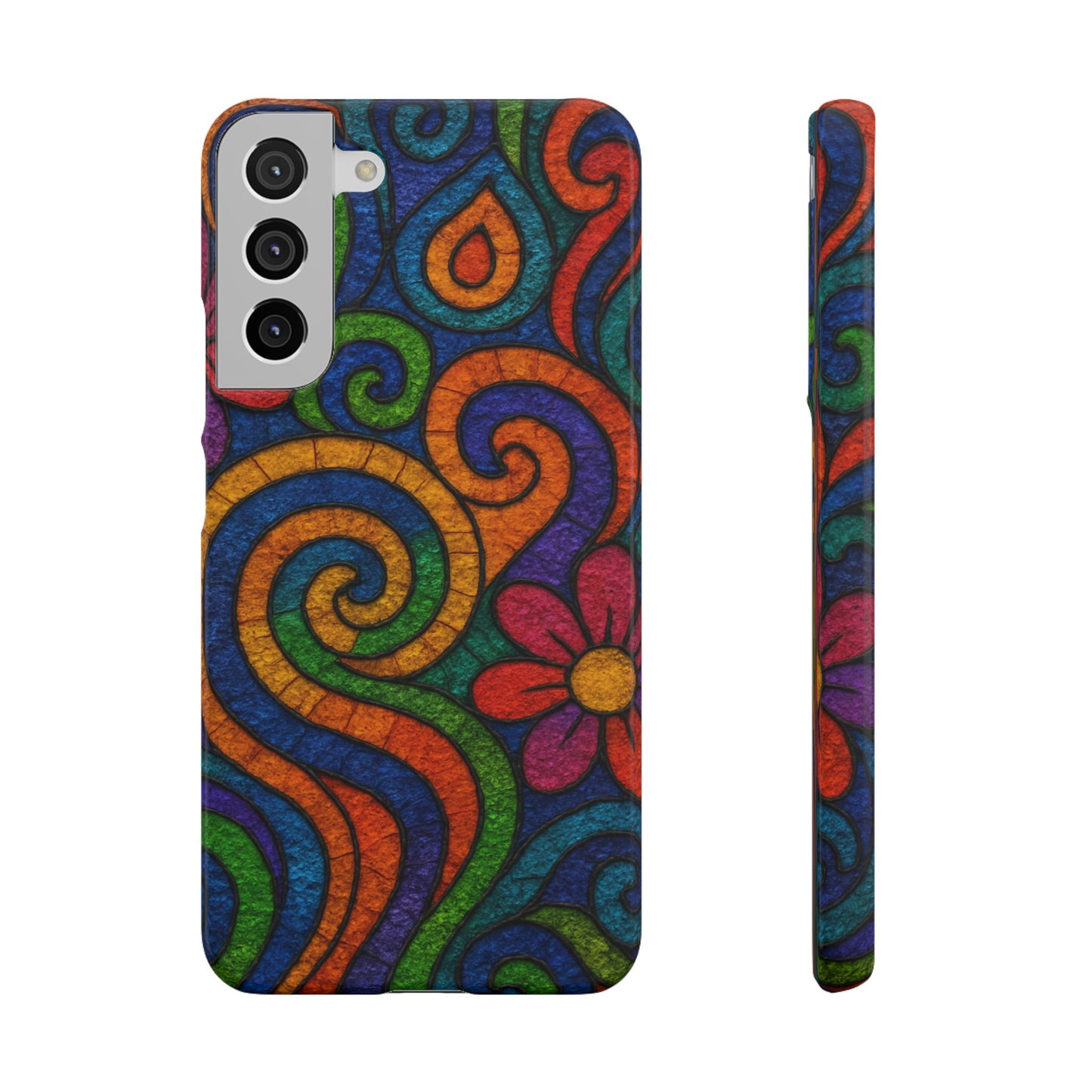Psychedelic Hippie Phone Case, Boho Rainbow Retro 70s Groovy Art Cover