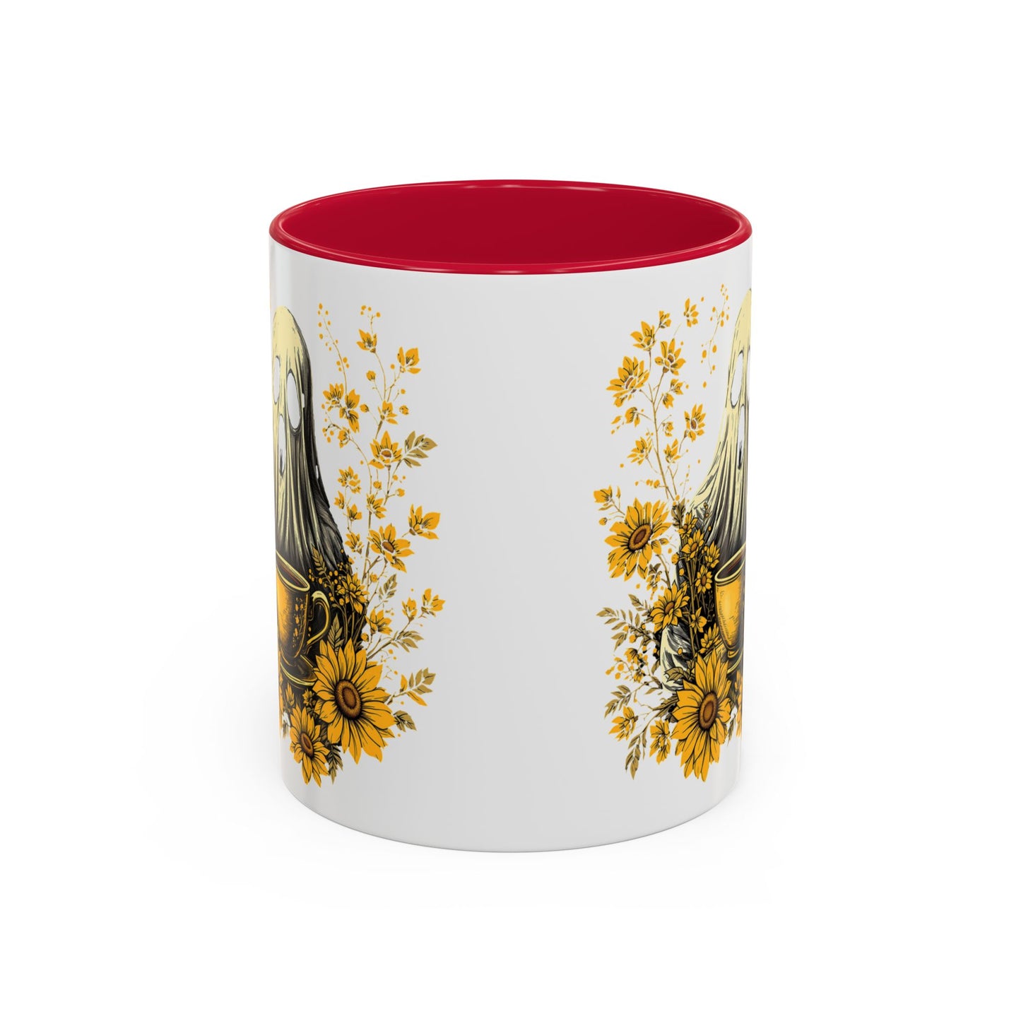 Colorful mug  with Ghost and Sunflowers Design - 11oz and 15oz