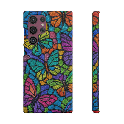 Psychedelic Butterfly Mosaic Phone Case, Trippy Hippie Butterflies,  Rainbow Stained-Glass Art Cover | Boho Festival Aesthetic Case
