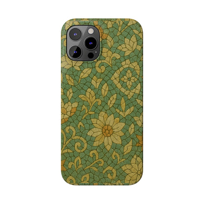 Slim Phone Cases Desert Bloom Boho Mosaic iPhone Case | Handcrafted Ceramic Tile Look | Warm Terracotta & Rose