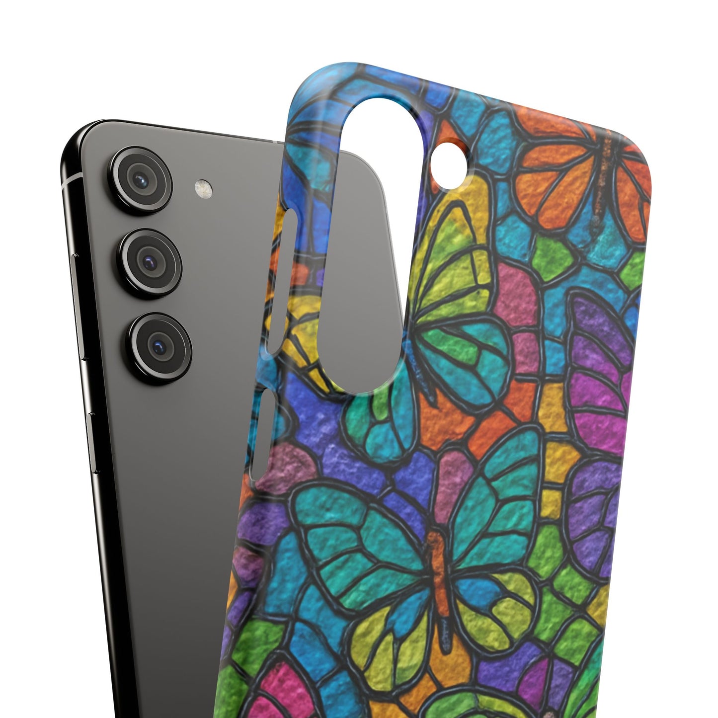 Psychedelic Butterfly Mosaic Phone Case, Trippy Hippie Butterflies,  Rainbow Stained-Glass Art Cover | Boho Festival Aesthetic Case