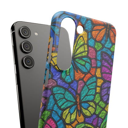 Psychedelic Butterfly Mosaic Phone Case, Trippy Hippie Butterflies,  Rainbow Stained-Glass Art Cover | Boho Festival Aesthetic Case