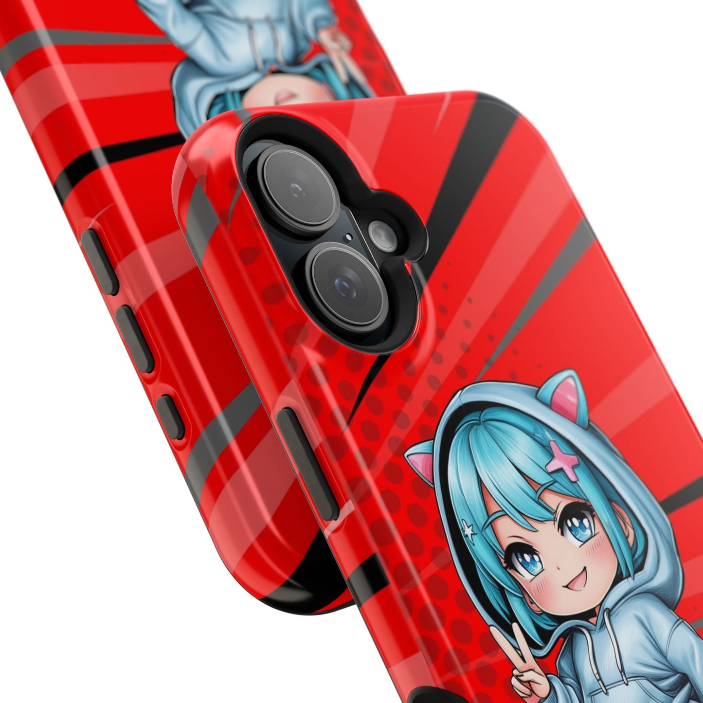 Phone Cases, Cute Chibi Girl in Cat Hoodie, Kawaii Anime Design, Protective Cover, Gift for Anime Fans, Cute Phone Accessories, Cat Lover