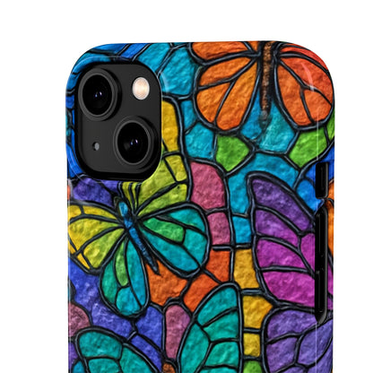 Psychedelic Butterfly Mosaic Phone Case, Trippy Hippie Butterflies,  Rainbow Stained-Glass Art Cover | Boho Festival Aesthetic Case