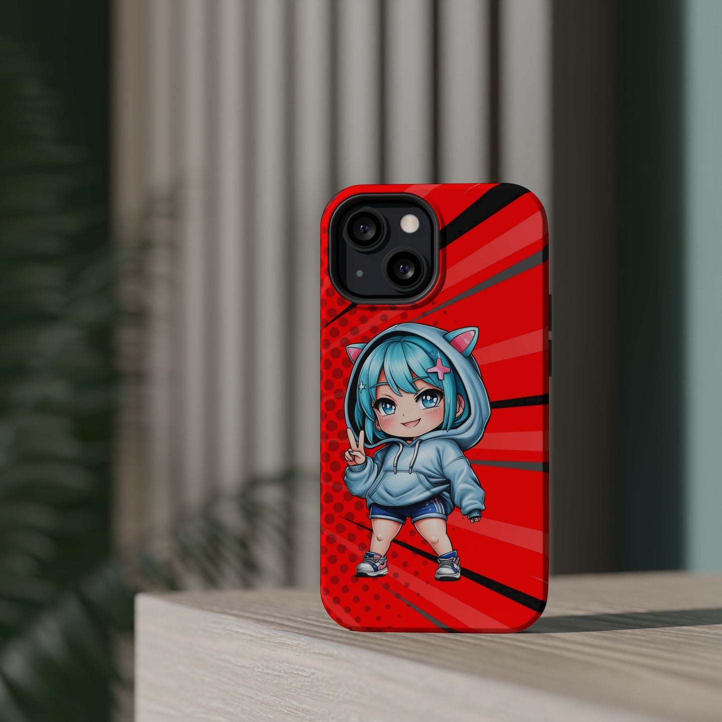 Phone Cases, Cute Chibi Girl in Cat Hoodie, Kawaii Anime Design, Protective Cover, Gift for Anime Fans, Cute Phone Accessories, Cat Lover