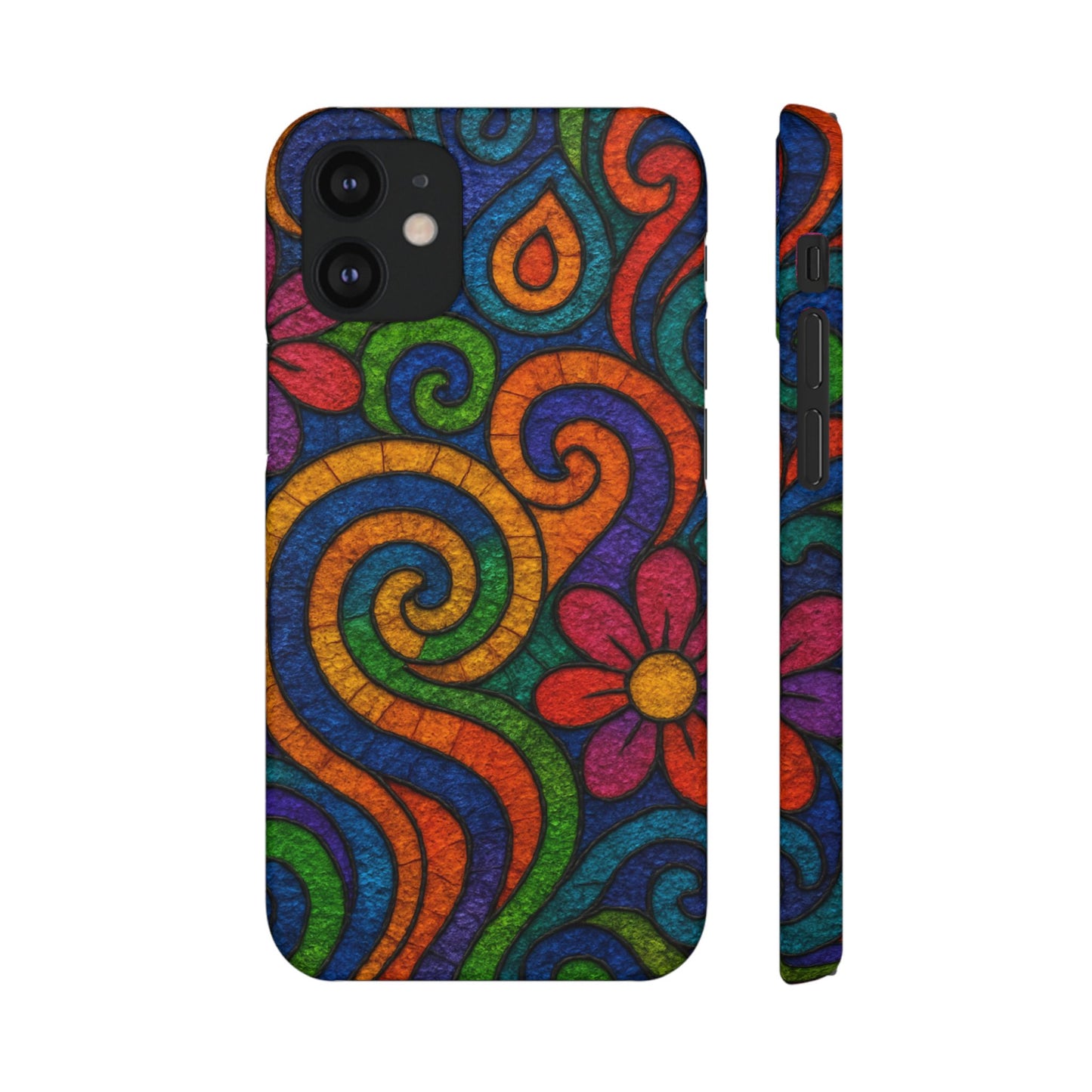 Psychedelic Hippie Phone Case, Boho Rainbow Retro 70s Groovy Art Cover
