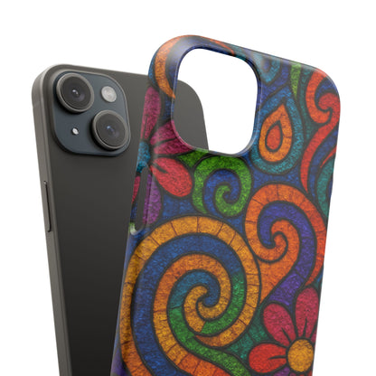 Psychedelic Hippie Phone Case, Boho Rainbow Retro 70s Groovy Art Cover