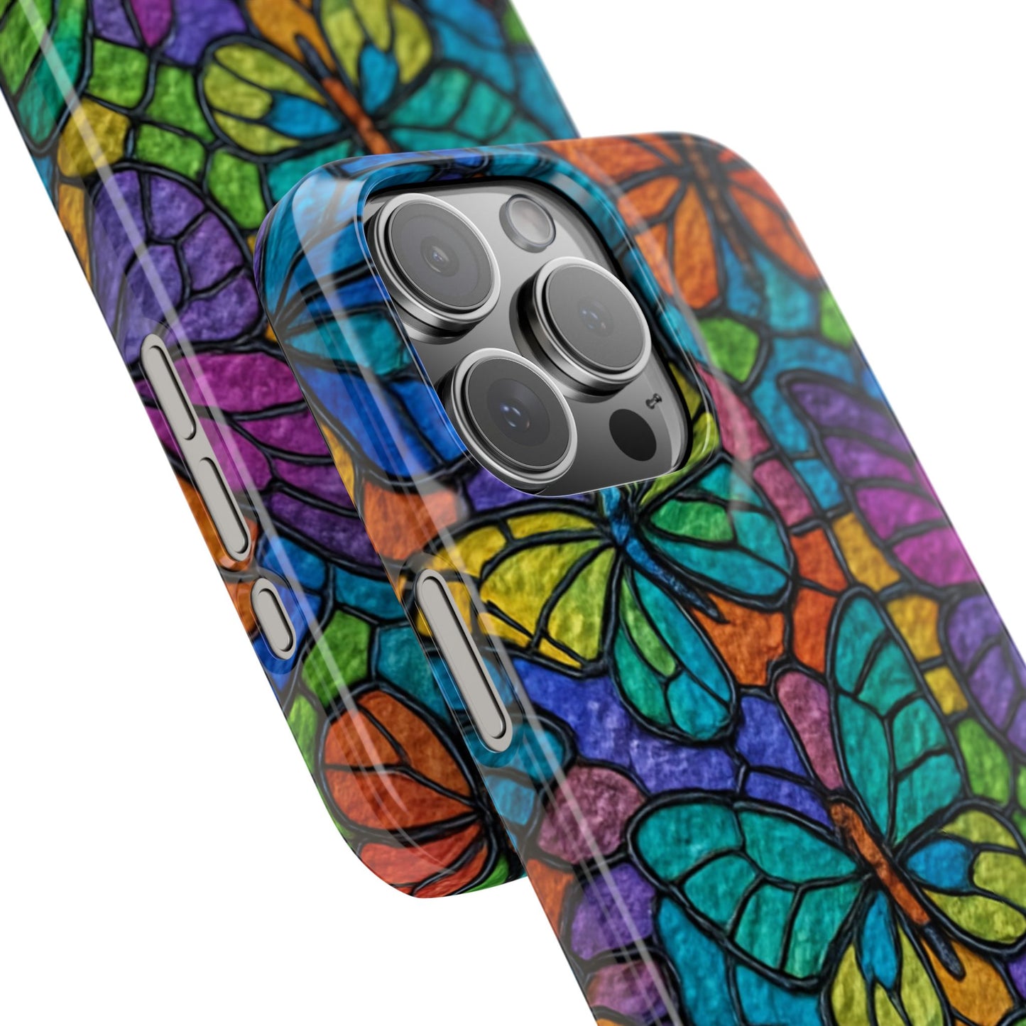 Psychedelic Butterfly Mosaic Phone Case, Trippy Hippie Butterflies,  Rainbow Stained-Glass Art Cover | Boho Festival Aesthetic Case