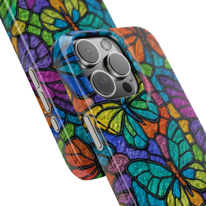 Psychedelic Butterfly Mosaic Phone Case, Trippy Hippie Butterflies,  Rainbow Stained-Glass Art Cover | Boho Festival Aesthetic Case