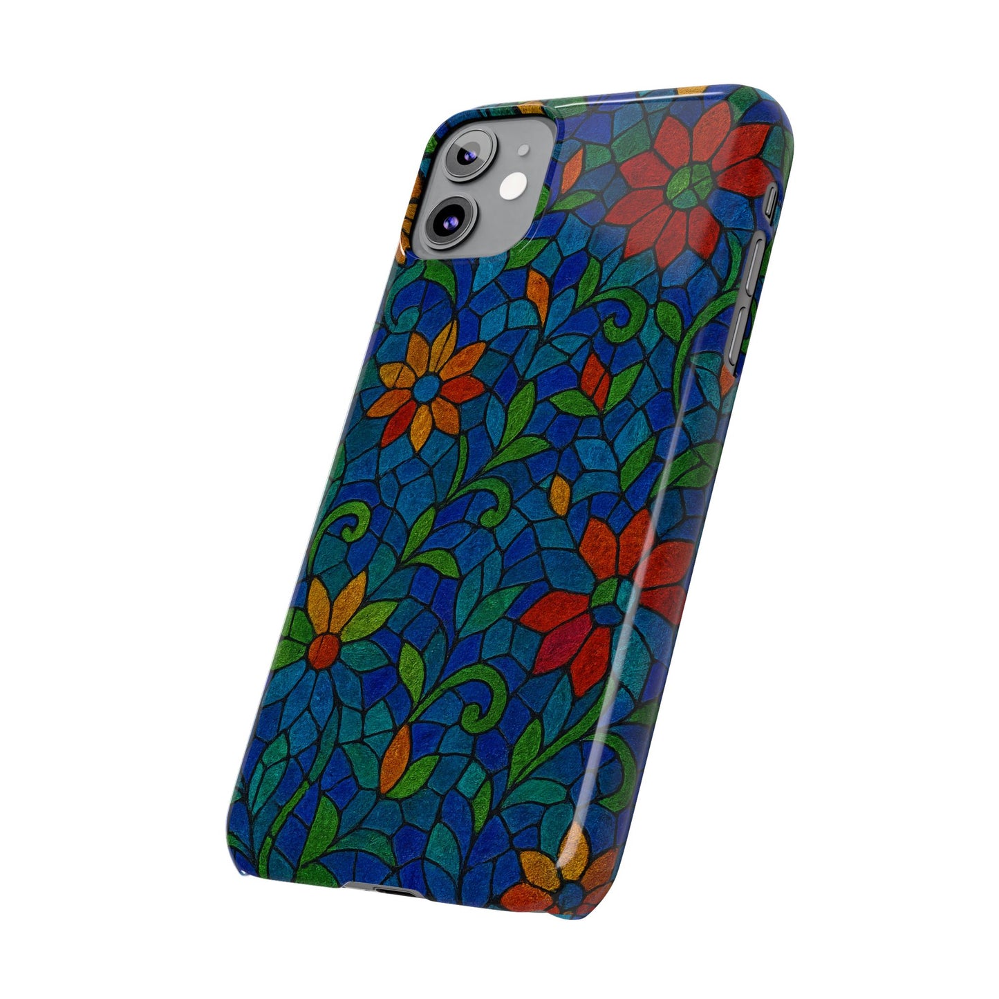 Slim Phone Cases Mystic Aura Mosaic  | 3D Iridescent Glass Tiles | Bohemian Energy Design