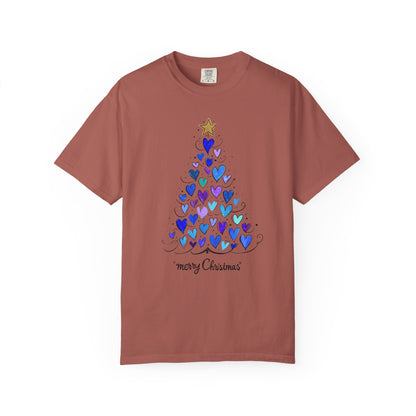Cute Christmas Tree Heart Unisex T-shirt, Holiday Shirt, Festive Tee, Christmas Gift, Xmas Clothing