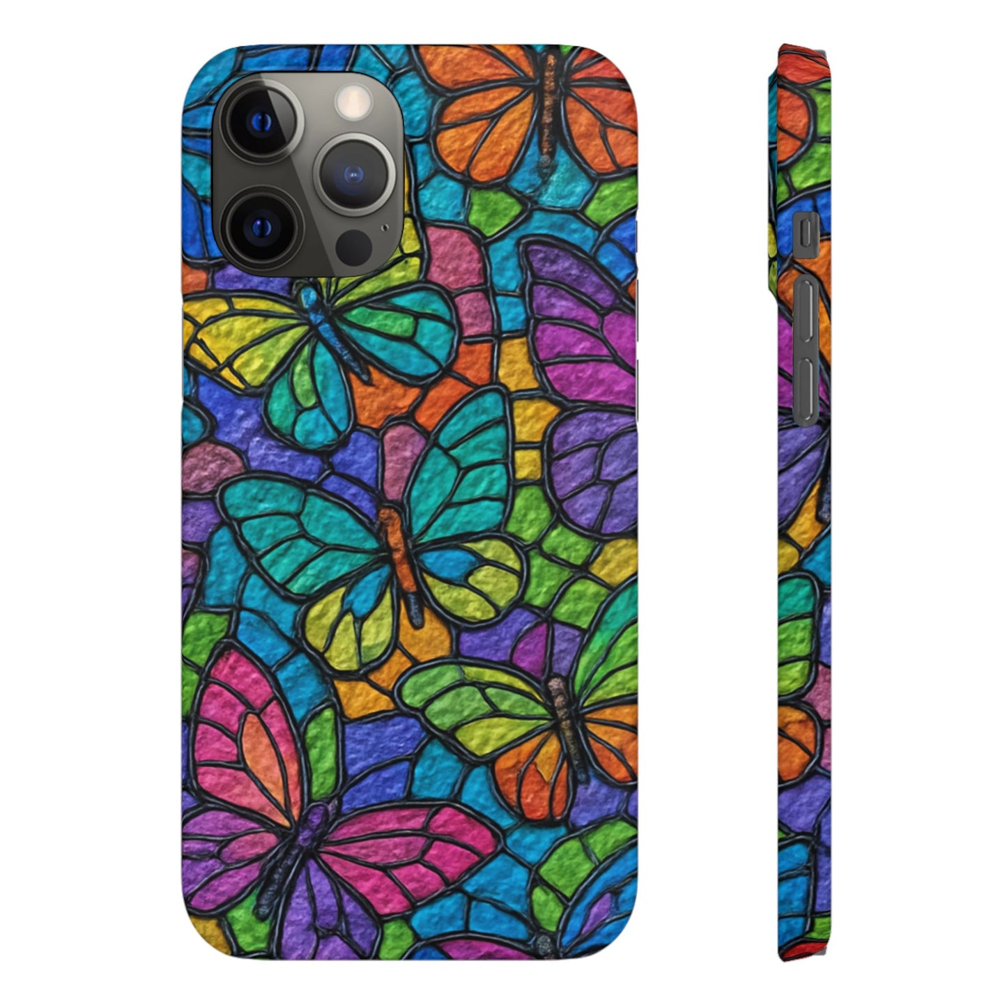 Psychedelic Butterfly Mosaic Phone Case, Trippy Hippie Butterflies,  Rainbow Stained-Glass Art Cover | Boho Festival Aesthetic Case