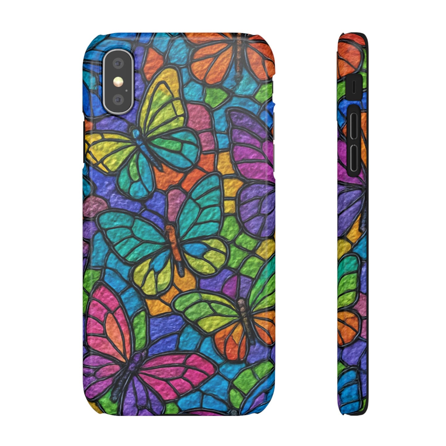Psychedelic Butterfly Mosaic Phone Case, Trippy Hippie Butterflies,  Rainbow Stained-Glass Art Cover | Boho Festival Aesthetic Case