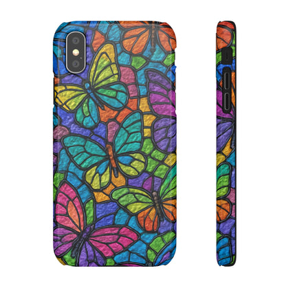 Psychedelic Butterfly Mosaic Phone Case, Trippy Hippie Butterflies,  Rainbow Stained-Glass Art Cover | Boho Festival Aesthetic Case