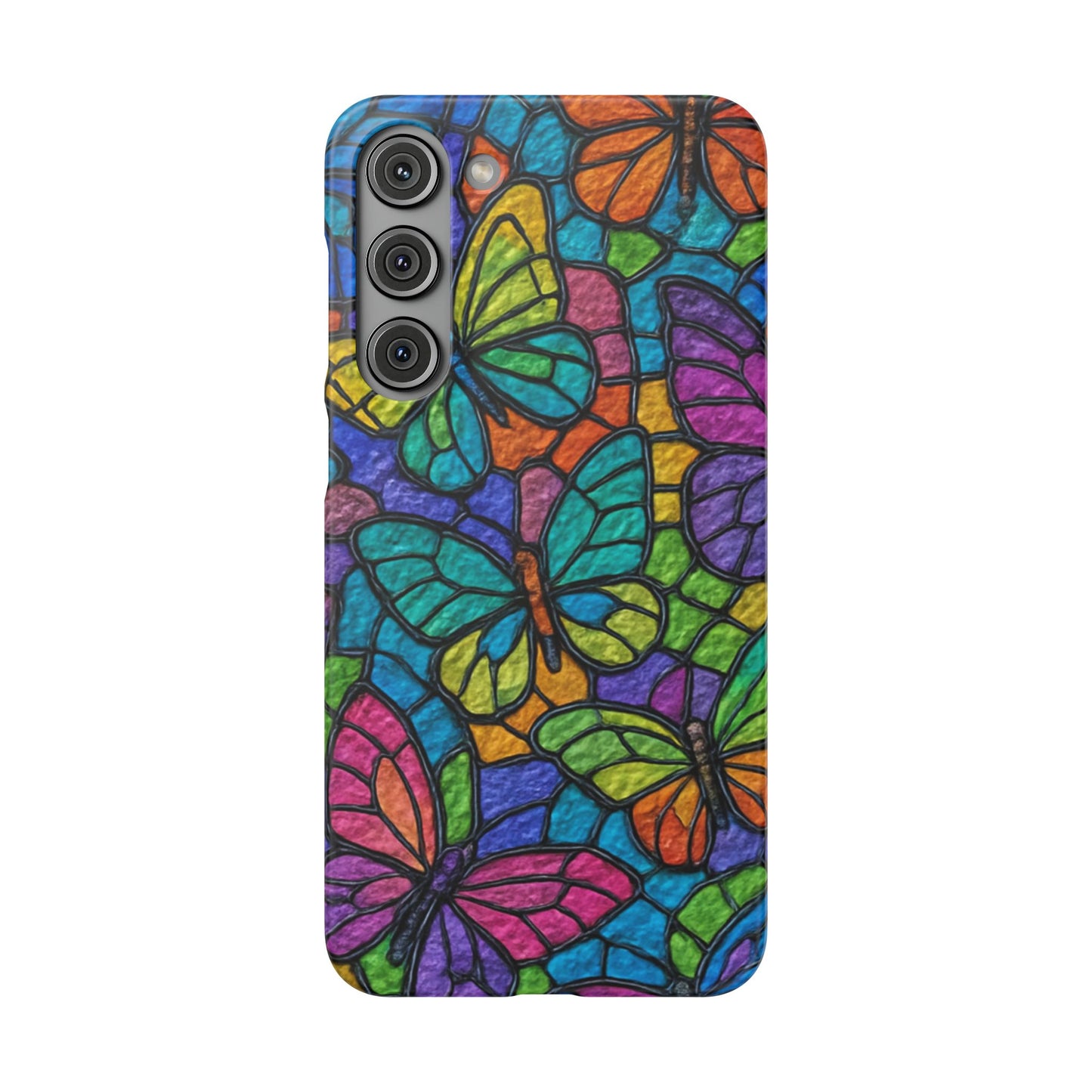 Psychedelic Butterfly Mosaic Phone Case, Trippy Hippie Butterflies,  Rainbow Stained-Glass Art Cover | Boho Festival Aesthetic Case