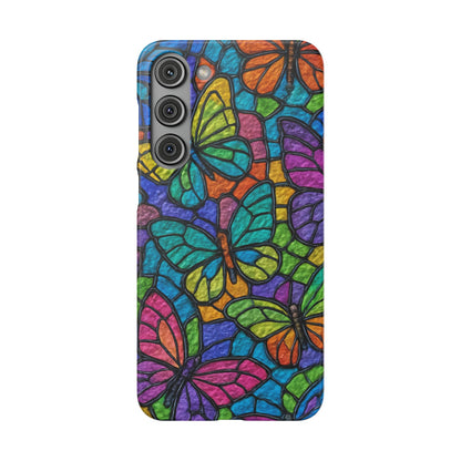 Psychedelic Butterfly Mosaic Phone Case, Trippy Hippie Butterflies,  Rainbow Stained-Glass Art Cover | Boho Festival Aesthetic Case