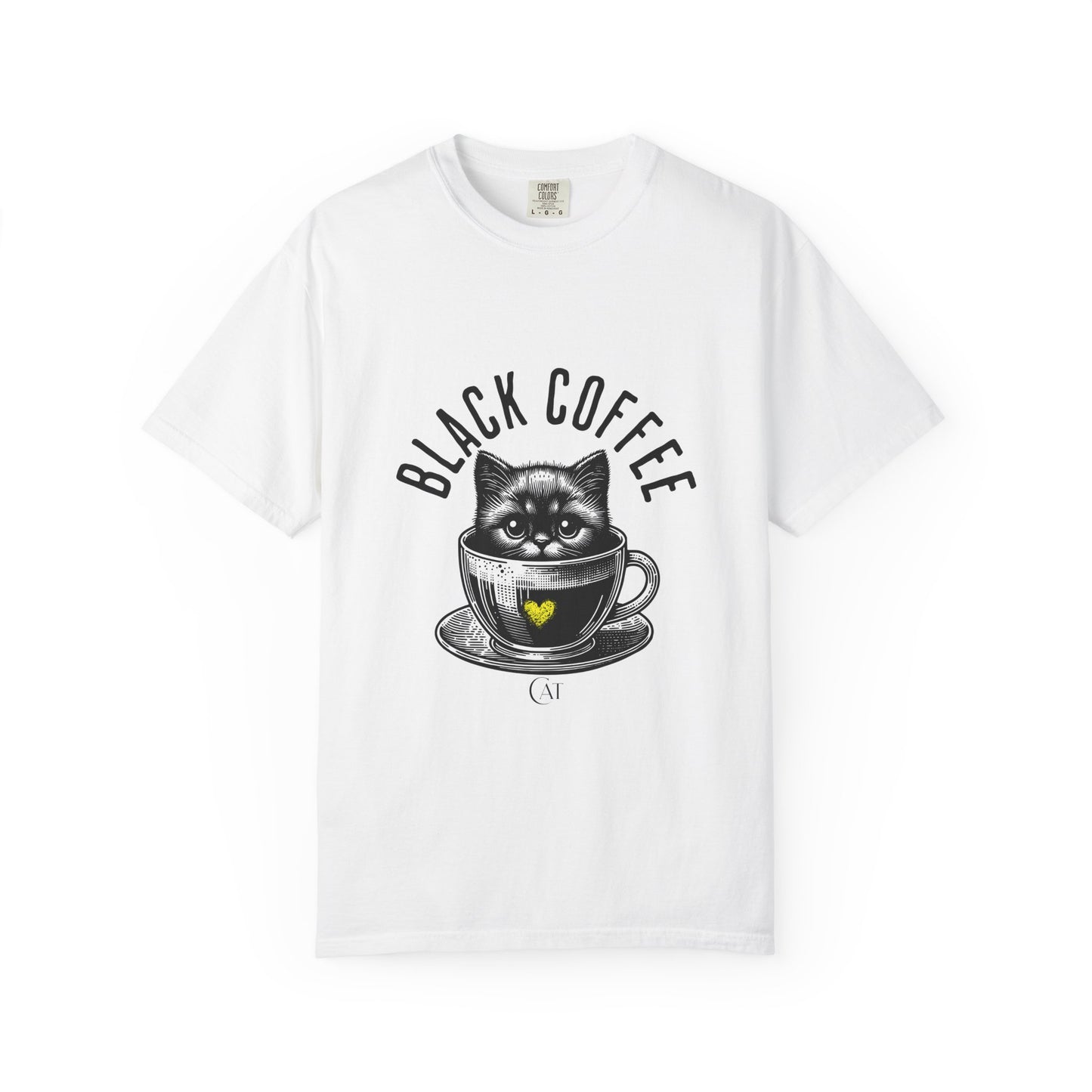 Comfort Colors T-shirt Black Coffee Cat funny, Unisex Tee, Garment-Dyed Shirt, Funny Graphic Tee, Cat Lover Gift, Coffee Lover Shirt
