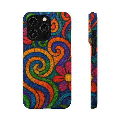 Psychedelic Hippie Phone Case, Boho Rainbow Retro 70s Groovy Art Cover