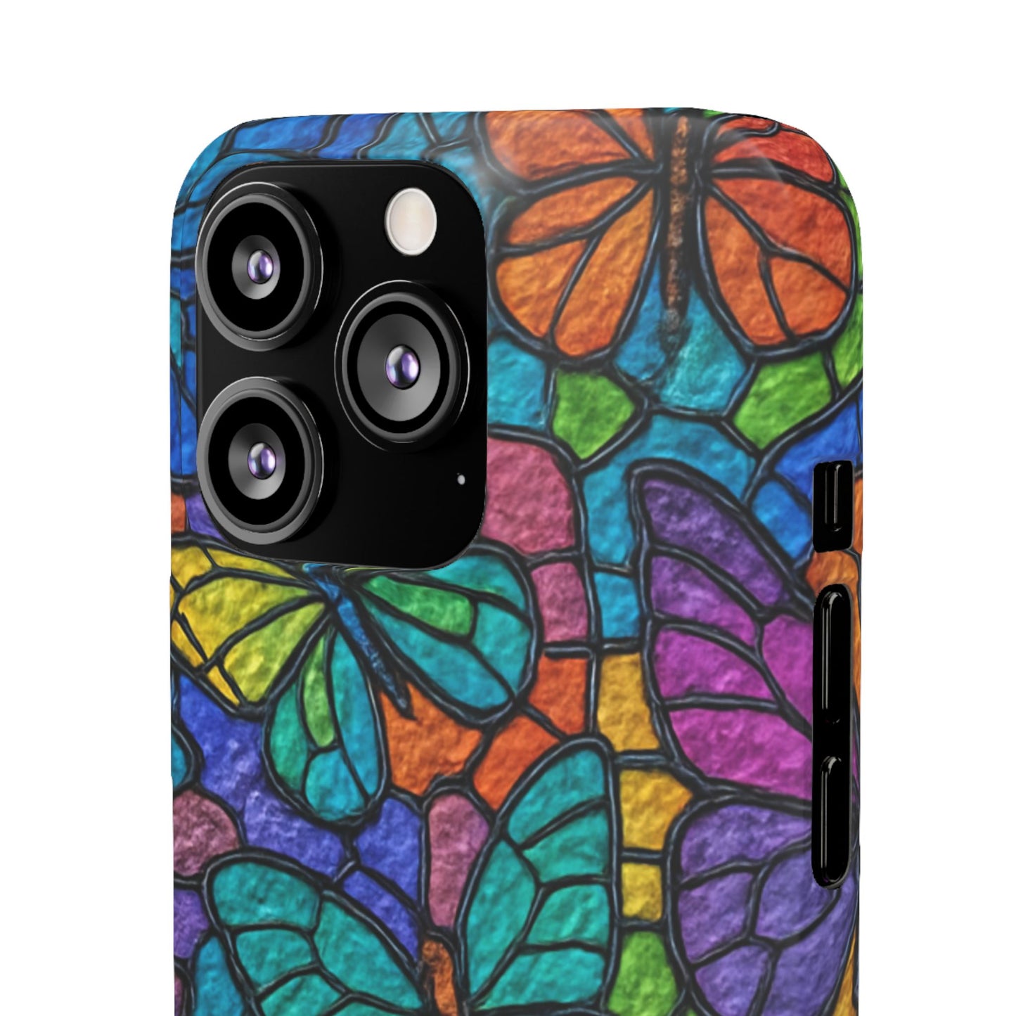 Psychedelic Butterfly Mosaic Phone Case, Trippy Hippie Butterflies,  Rainbow Stained-Glass Art Cover | Boho Festival Aesthetic Case