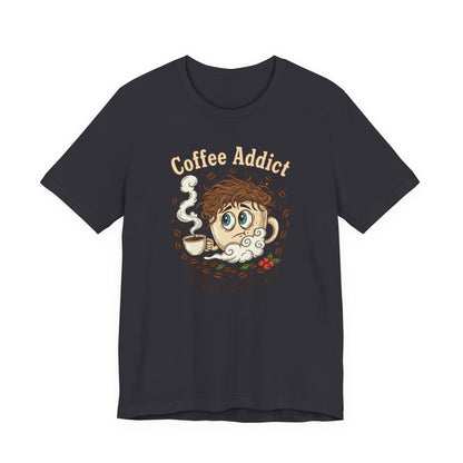 Coffee Addict Unisex Tee, Funny Caffeine Lover Shirt, Graphic T-Shirt, Chaos & Coffee Short Sleeve Top, Gift for Barista, Coffee Obsessed