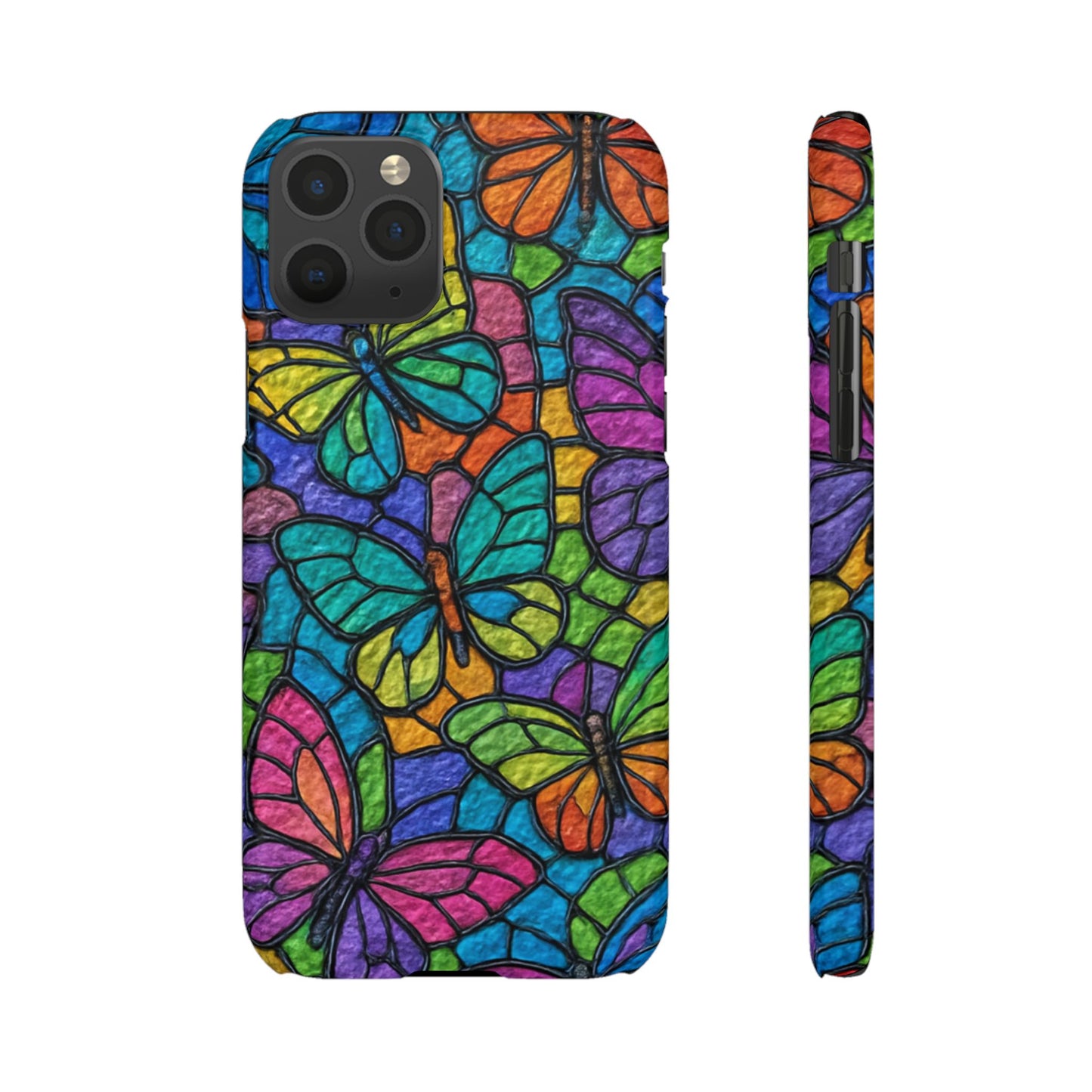 Psychedelic Butterfly Mosaic Phone Case, Trippy Hippie Butterflies,  Rainbow Stained-Glass Art Cover | Boho Festival Aesthetic Case