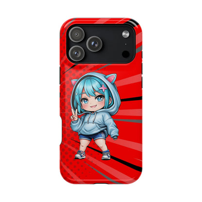 Phone Cases, Cute Chibi Girl in Cat Hoodie, Kawaii Anime Design, Protective Cover, Gift for Anime Fans, Cute Phone Accessories, Cat Lover