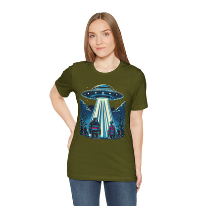 Alien Spaceship and Bigfoot Ugly Christmas Sweater Tee