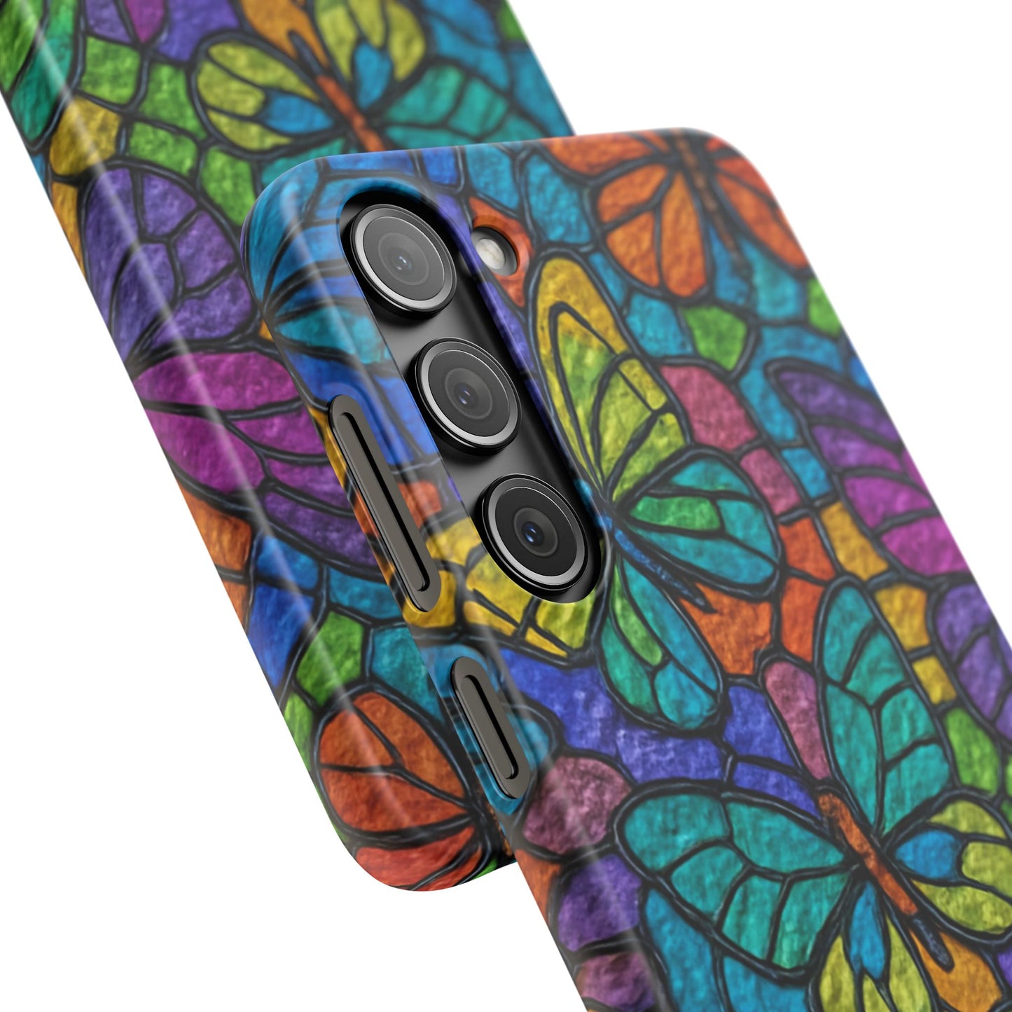 Psychedelic Butterfly Mosaic Phone Case, Trippy Hippie Butterflies,  Rainbow Stained-Glass Art Cover | Boho Festival Aesthetic Case