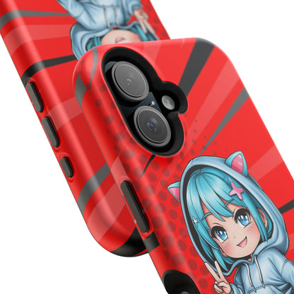 Phone Cases, Cute Chibi Girl in Cat Hoodie, Kawaii Anime Design, Protective Cover, Gift for Anime Fans, Cute Phone Accessories, Cat Lover