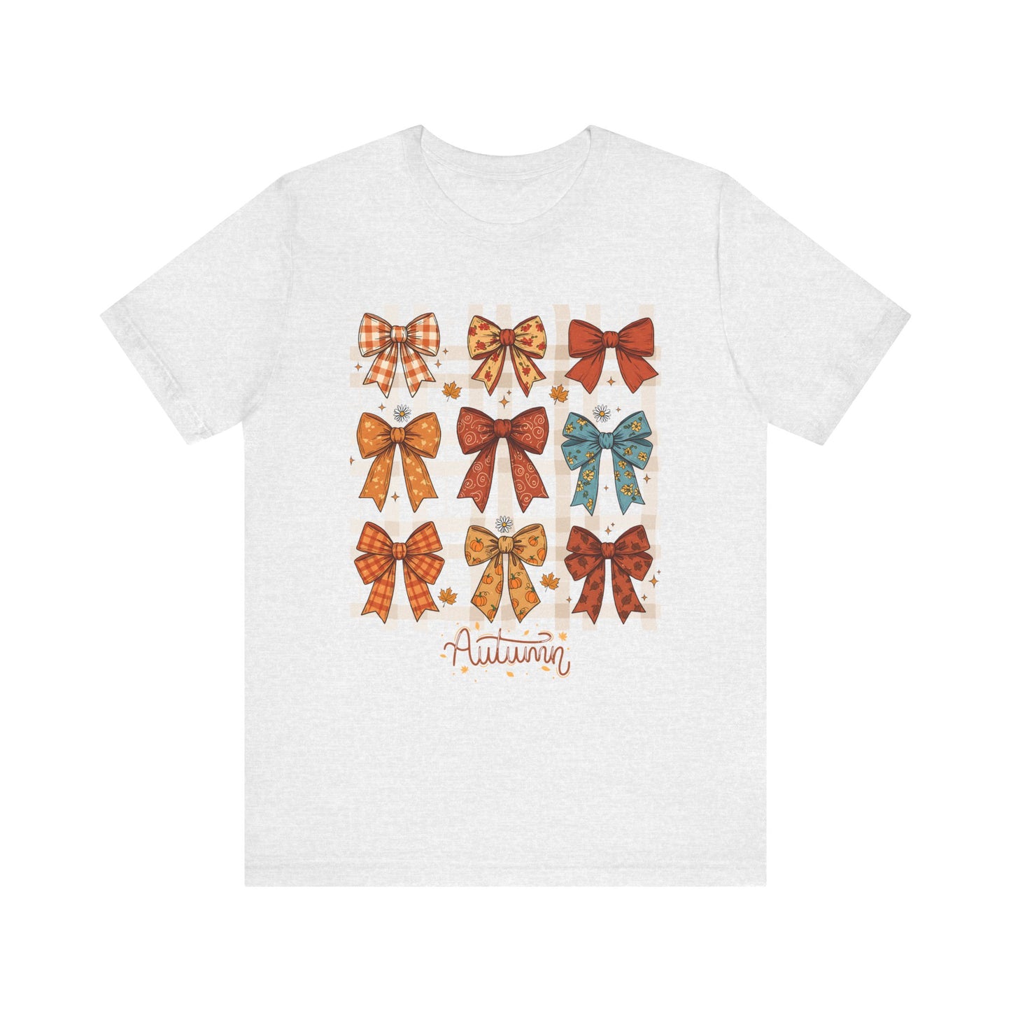 Fall Autumn Bow Coquete Unisex Jersey Short Sleeve Tee, Cute Fall Tee, Autumn Bow Shirt, Cozy Fall T-Shirt, Unisex Fall Top, Neutral Fall