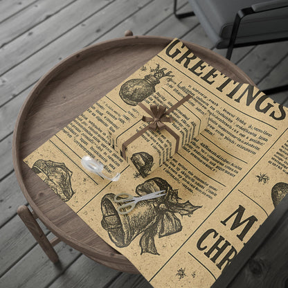 Wrapping Papers Vintage Newspaper Christmas Wrapping Paper | Black & White Retro Holiday Gift Wrap