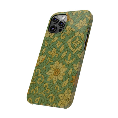 Slim Phone Cases Desert Bloom Boho Mosaic iPhone Case | Handcrafted Ceramic Tile Look | Warm Terracotta & Rose