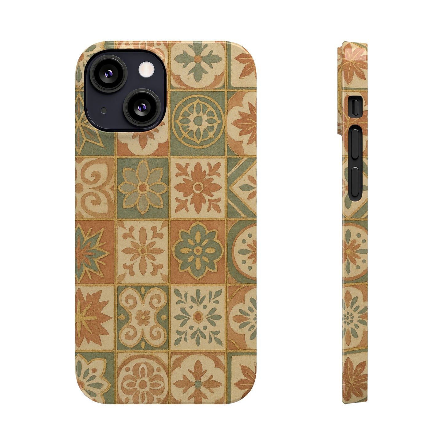 1Slim Phone Cases Boho Dreams Mosaic iPhone MagSafe Case | Vintage Tile Aesthetic | Terracotta, Teal & Gold Ceramic Design