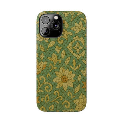 Slim Phone Cases Desert Bloom Boho Mosaic iPhone Case | Handcrafted Ceramic Tile Look | Warm Terracotta & Rose