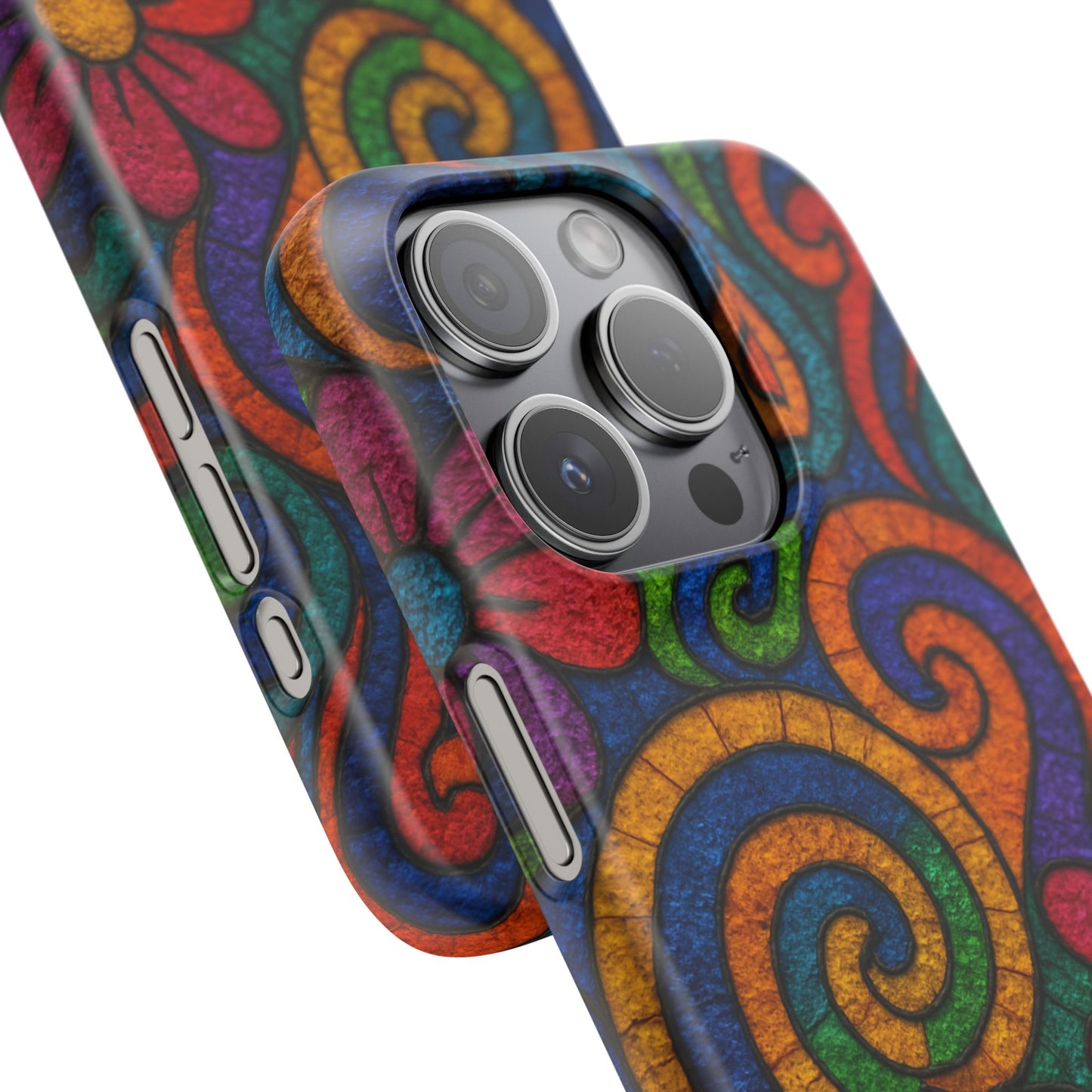 Psychedelic Hippie Phone Case, Boho Rainbow Retro 70s Groovy Art Cover