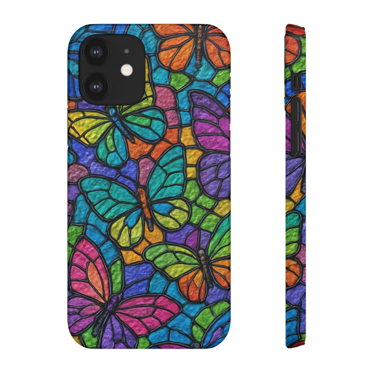 Psychedelic Butterfly Mosaic Phone Case, Trippy Hippie Butterflies,  Rainbow Stained-Glass Art Cover | Boho Festival Aesthetic Case