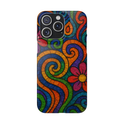 Psychedelic Hippie Phone Case, Boho Rainbow Retro 70s Groovy Art Cover