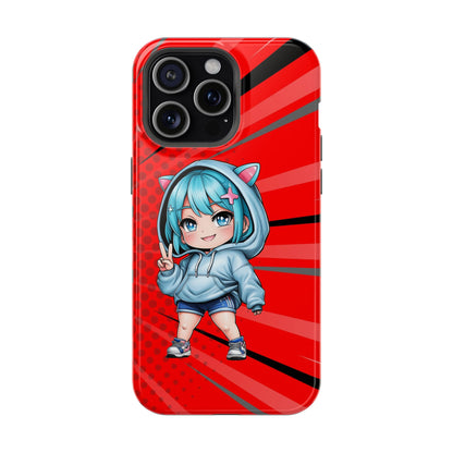 Phone Cases, Cute Chibi Girl in Cat Hoodie, Kawaii Anime Design, Protective Cover, Gift for Anime Fans, Cute Phone Accessories, Cat Lover