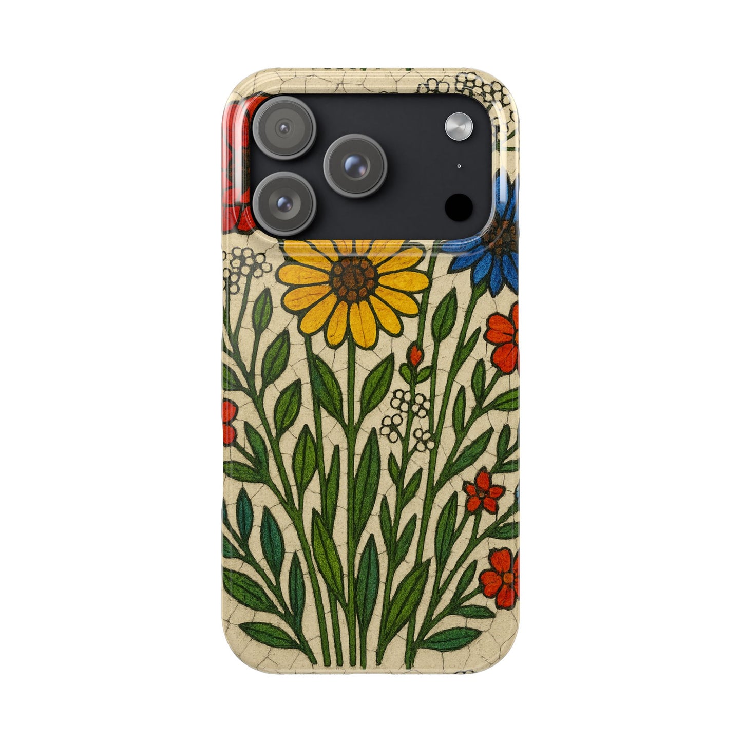 Slim Phone Cases Wildflower Mosaic Floral Art | Colorful Stained Glass Flowers | Boho Botanical