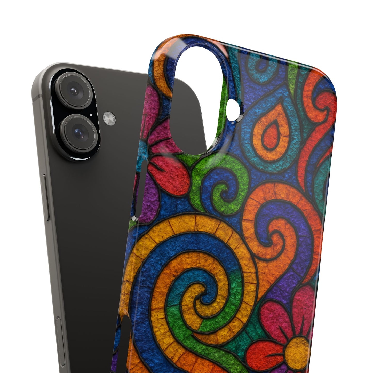 Psychedelic Hippie Phone Case, Boho Rainbow Retro 70s Groovy Art Cover