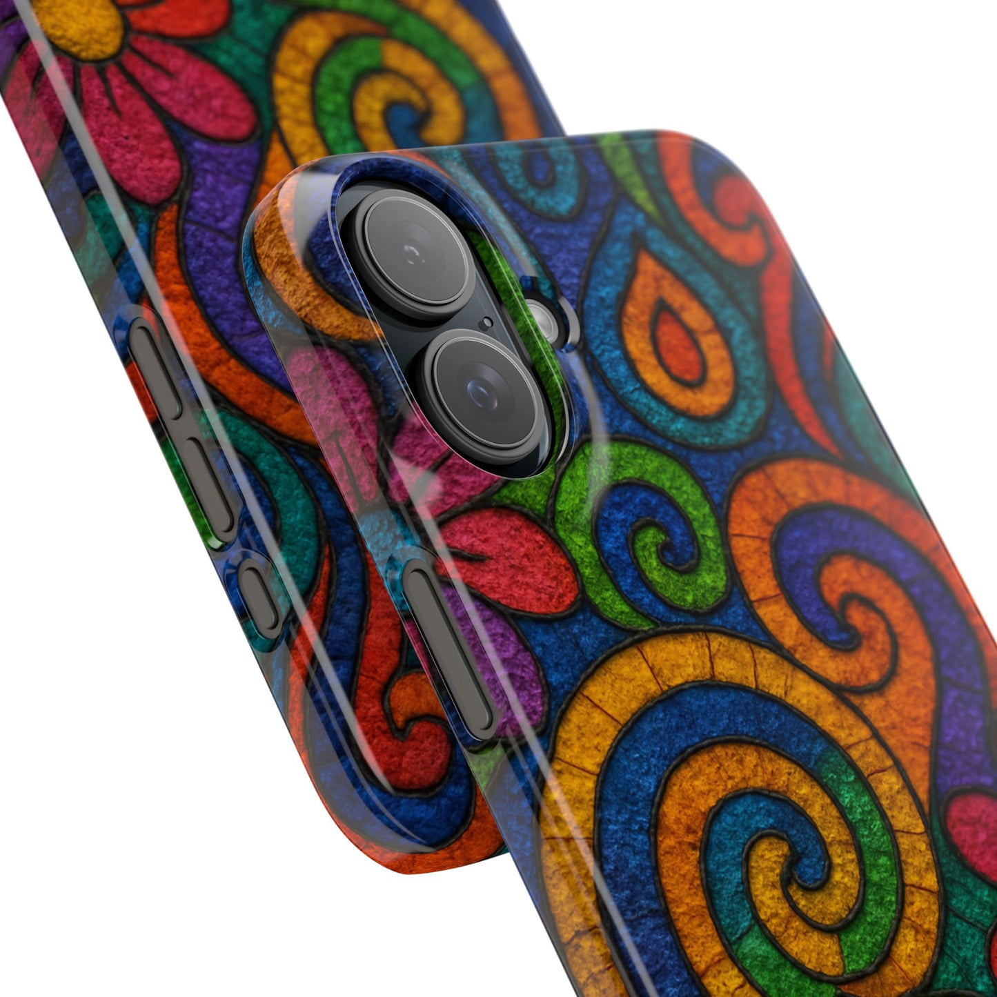 Psychedelic Hippie Phone Case, Boho Rainbow Retro 70s Groovy Art Cover