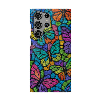 Psychedelic Butterfly Mosaic Phone Case, Trippy Hippie Butterflies,  Rainbow Stained-Glass Art Cover | Boho Festival Aesthetic Case