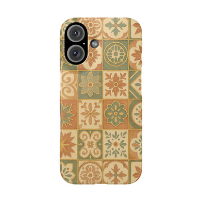 1Slim Phone Cases Boho Dreams Mosaic iPhone MagSafe Case | Vintage Tile Aesthetic | Terracotta, Teal & Gold Ceramic Design