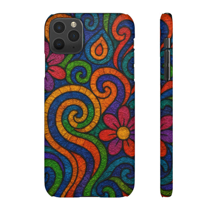 Psychedelic Hippie Phone Case, Boho Rainbow Retro 70s Groovy Art Cover