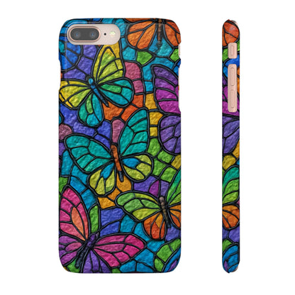 Psychedelic Butterfly Mosaic Phone Case, Trippy Hippie Butterflies,  Rainbow Stained-Glass Art Cover | Boho Festival Aesthetic Case